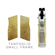 Patriot Defense | Tanfoglio Thin AGGRESSIVE Grips - Brass - Full-Size - Small Frame